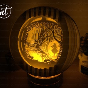 Alice Sphere Pop-up Lights For Children, Paper Lamp Art, Fairy Lights, Lamp bedside (20x20cm)