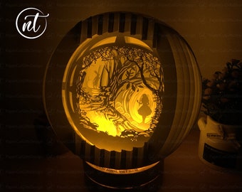Alice im Wunderland Scherenschnitt Lampe: Kugel Pop-Up Lichterkette