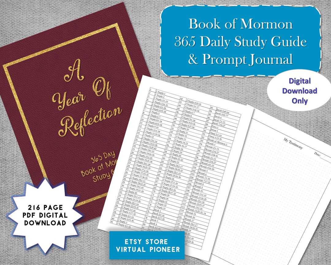 Book of Mormon 365 Daily Study Guide and Prompt Journal - Burgundy and ...
