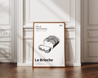 À Table – La Brioche | Minimalist gourmet poster to print | Chic kitchen poster A4 A3 | SHV Studio