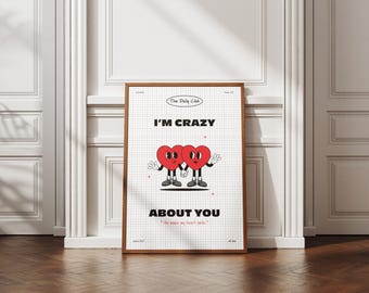 Crazy About You – Wall Art Cartoon – Minimal Valentine's Day Poster | The Daily Club Collection | A4 - A3 format