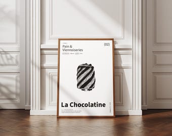 At the Table – The Chocolatine | Minimalist Humorous Digital Poster | Printable French Cuisine Poster | Original Foodie Illustration