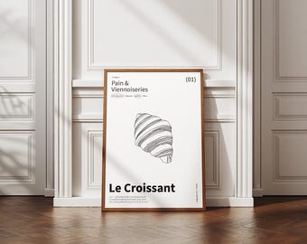 Croissant Wall Art – Minimal French Bakery Poster | À Table Collection | A4 - A3 Size