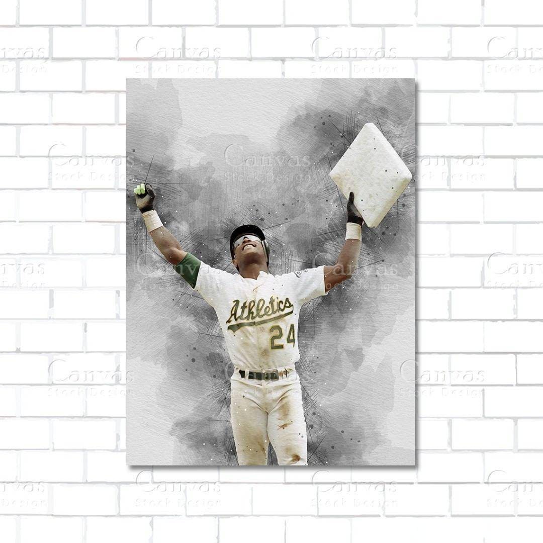 Rickey Henderson Poster Oakland Athletics Canvas Frame Kids 