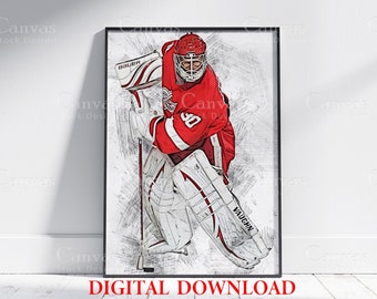 Chris Osgood Poster, Canvas Wall Art, Sport Poster, Sports Art, Wall Art Printable, Man Cave Gift, Digital Download