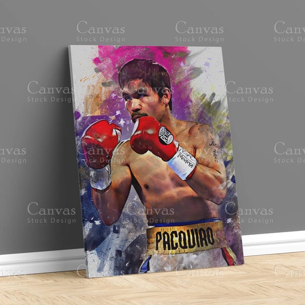 Manny Pacquiao Poster, Canvas Wrap, Boxing framed, Sports wall art, Man Cave, Gift, Home Office & Kids Room Decor Ready to Hang