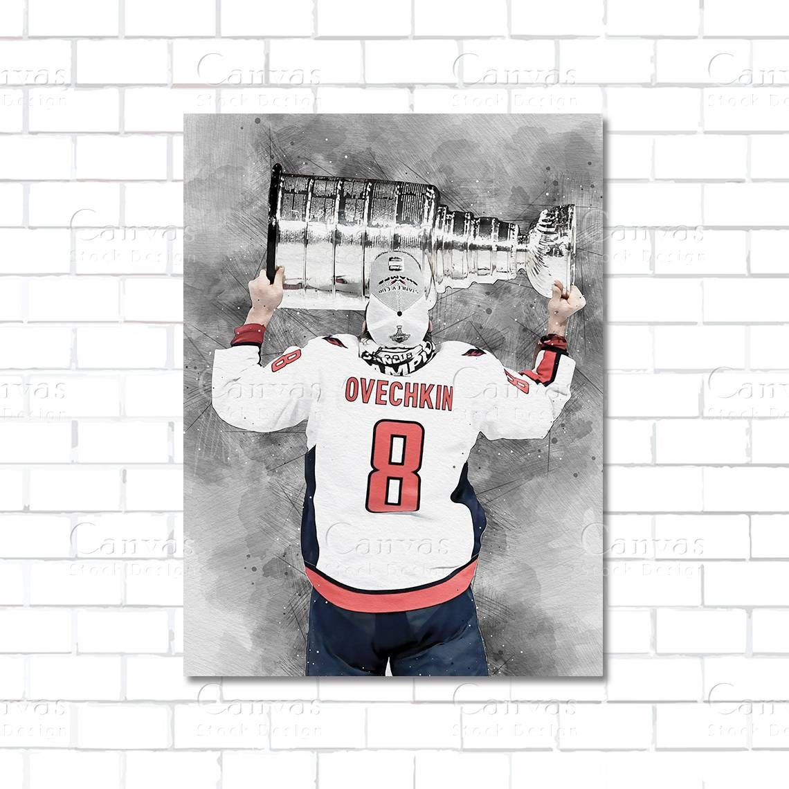 Wall Alex Canvas Hockey Gift for Wall Frame, Him Etsy Man Cave Art Capitals Her,sports Fan, - Cup Canvas Decor, Kids Stanley Poster, Ovechkin