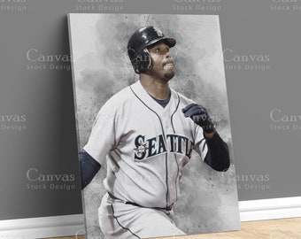 Ken Griffey Jr Seattle Mariners poster Canvas Frame, Kids Wall Décor, Baseball, Man Cave Gift for Him - Her, Sports Canvas Wall Art