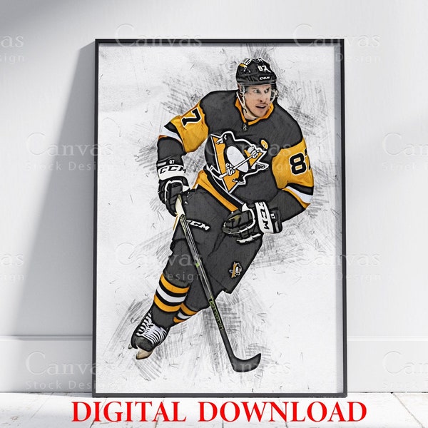 Sidney Crosby Poster, Canvas Wall Art, Sport Poster,, Sports Art, Wall Art Printable, Man Cave Gift, Digital Download