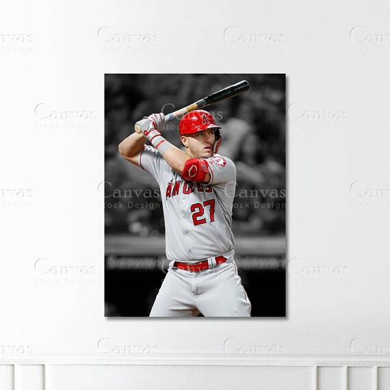 Mike Trout Poster Canvas Frame Kids Wall Decor Baseball Fan Etsy