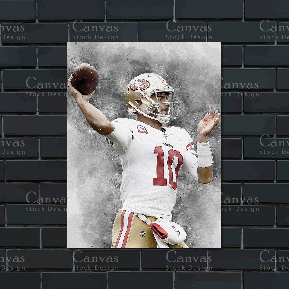 Jimmy Garoppolo Canvas Frame, Kids Wall Decor, Football Fan, Man Cave