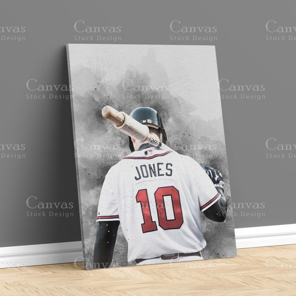 Chipper Jones Poster, Atlanta Braves Print, Canvas Frame, Kids Wall Decor, Baseball Poster, Man Cave Gift, B&W, Sports Canvas Wall Art