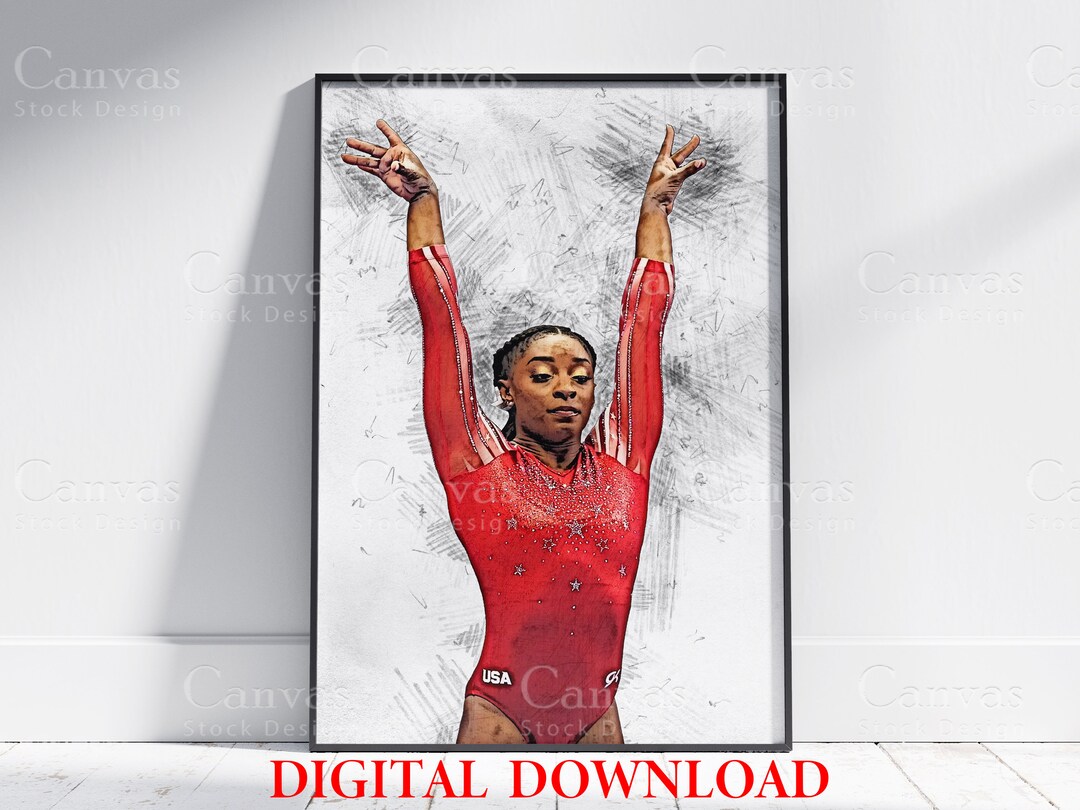 Simone Biles Poster, USA Olympic Gymnast, Wall Art Printable, Gold ...