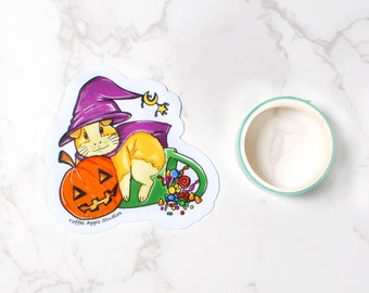 Halloween Guinea Pig Fridge Magnet - Piggy Witch and Jack-o'-lantern Refrigerator Magnet - Halloween Pet Illustration Gift