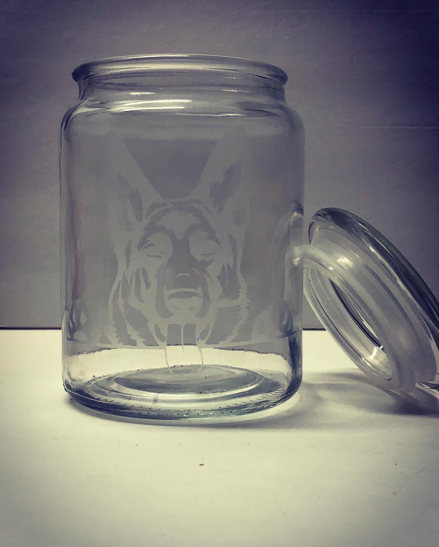 Custom Etched Glass Jar, 24 Oz Great for Storing Snacks, Candies, Dog