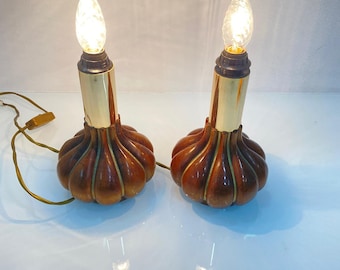 Pair of wooden lights
