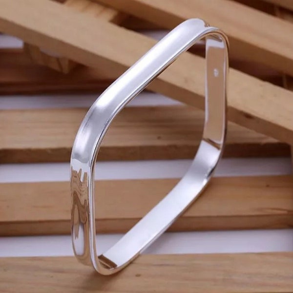 925 Sterling Silver Square Bangle