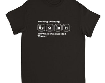 Men's Funny Drinking T-Shirt, Novelty Scotch Whisky Periodic Table Shirt, Funny Dad Drinking Joke Slogan Tee, Science Chemistry Teacher Gift