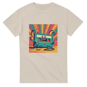Camiseta retro divertida de casete, estilo años 80, con gráficos, regalo de cumpleaños, para el Día del Padre, unisex, cuello redondo, para amantes de la música vintage, para mujer