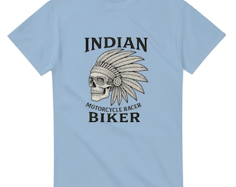 Indian Motorcycle Skull T-Shirt: Tattoo Style Biker Tee