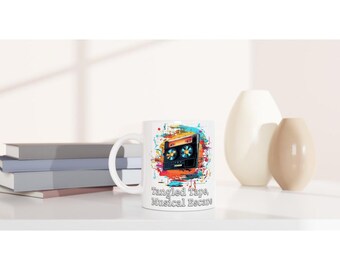 80s Retro Old Music Cassette style Design, 11oz White Ceramic Coffee Mug