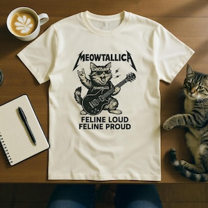 Rock Cat Shirt – Funny Guitar Cat Tee – Feline Loud Feline Proud – Cat Band Shirt – Music Lover Gift – Retro Cat T-Shirt, fathers day