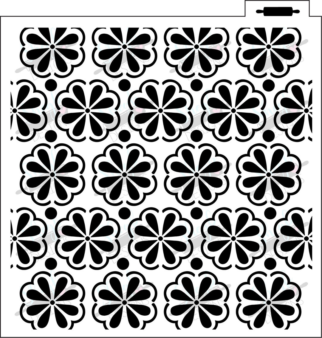 Flower Tile Background Stencil Etsy