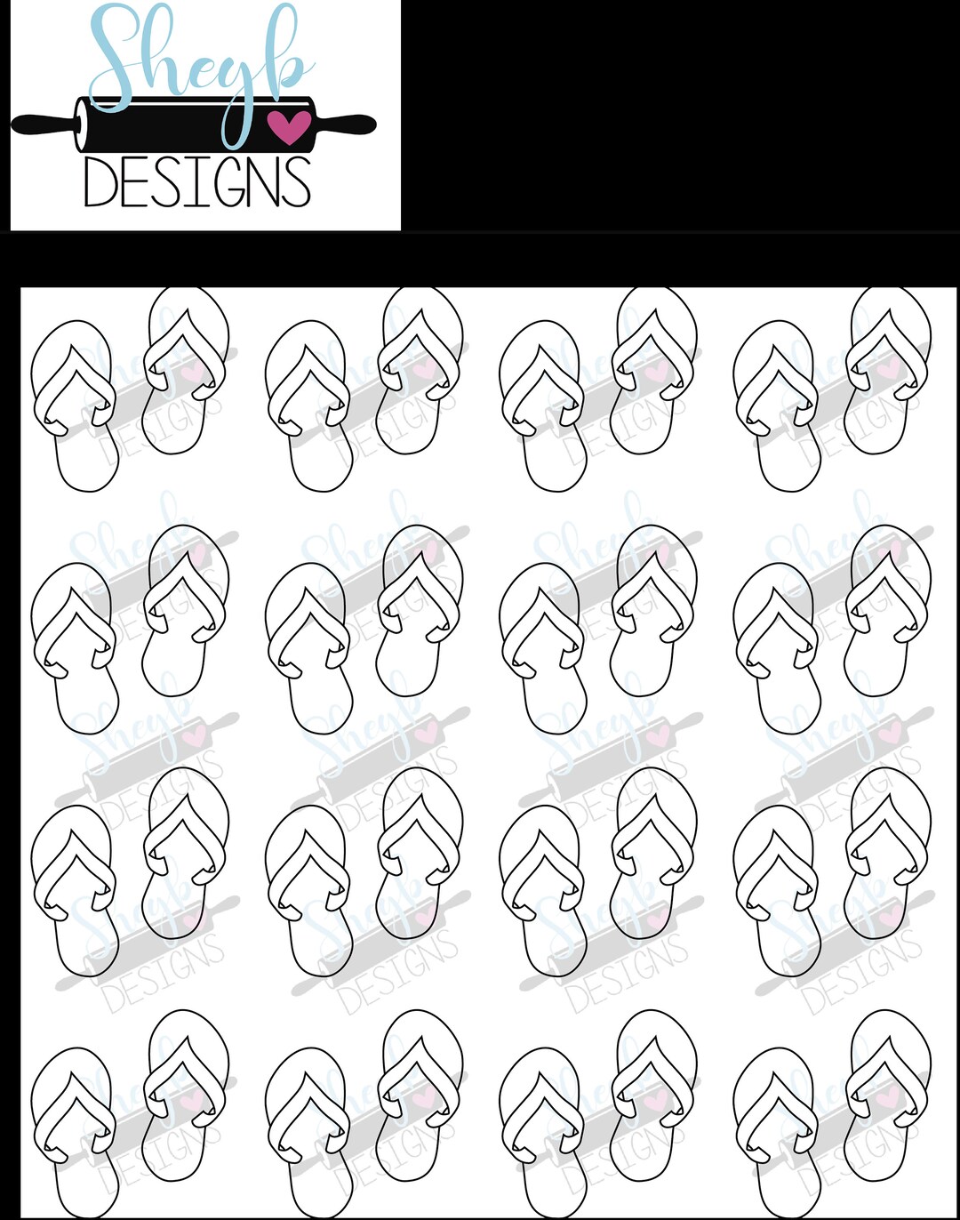 1 1/2 Inch Flip Flop Transfer Sheet Etsy