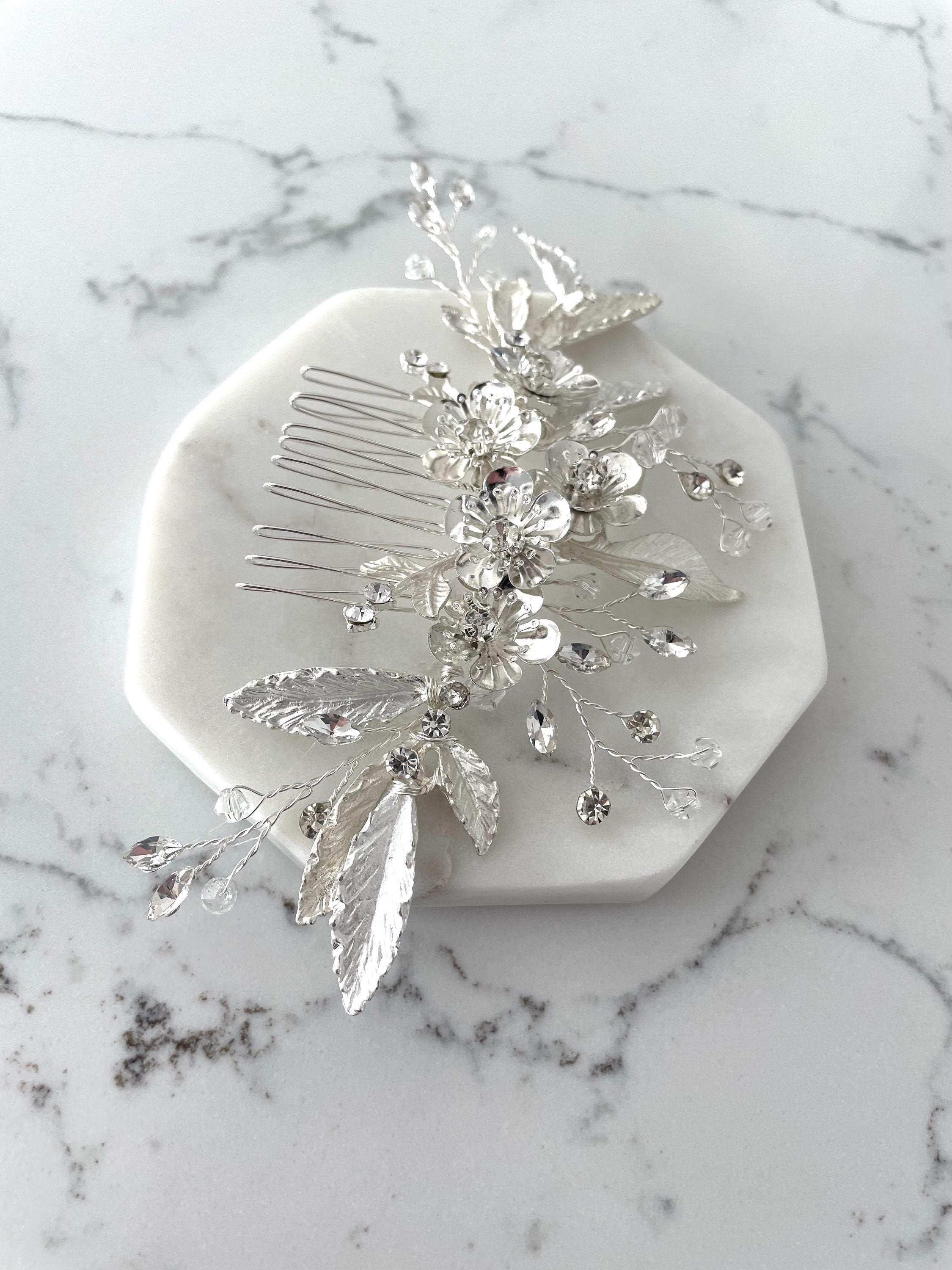 Crystal Bridal Hair Comb Leaf Comb Decorative Comb Bridal Etsy