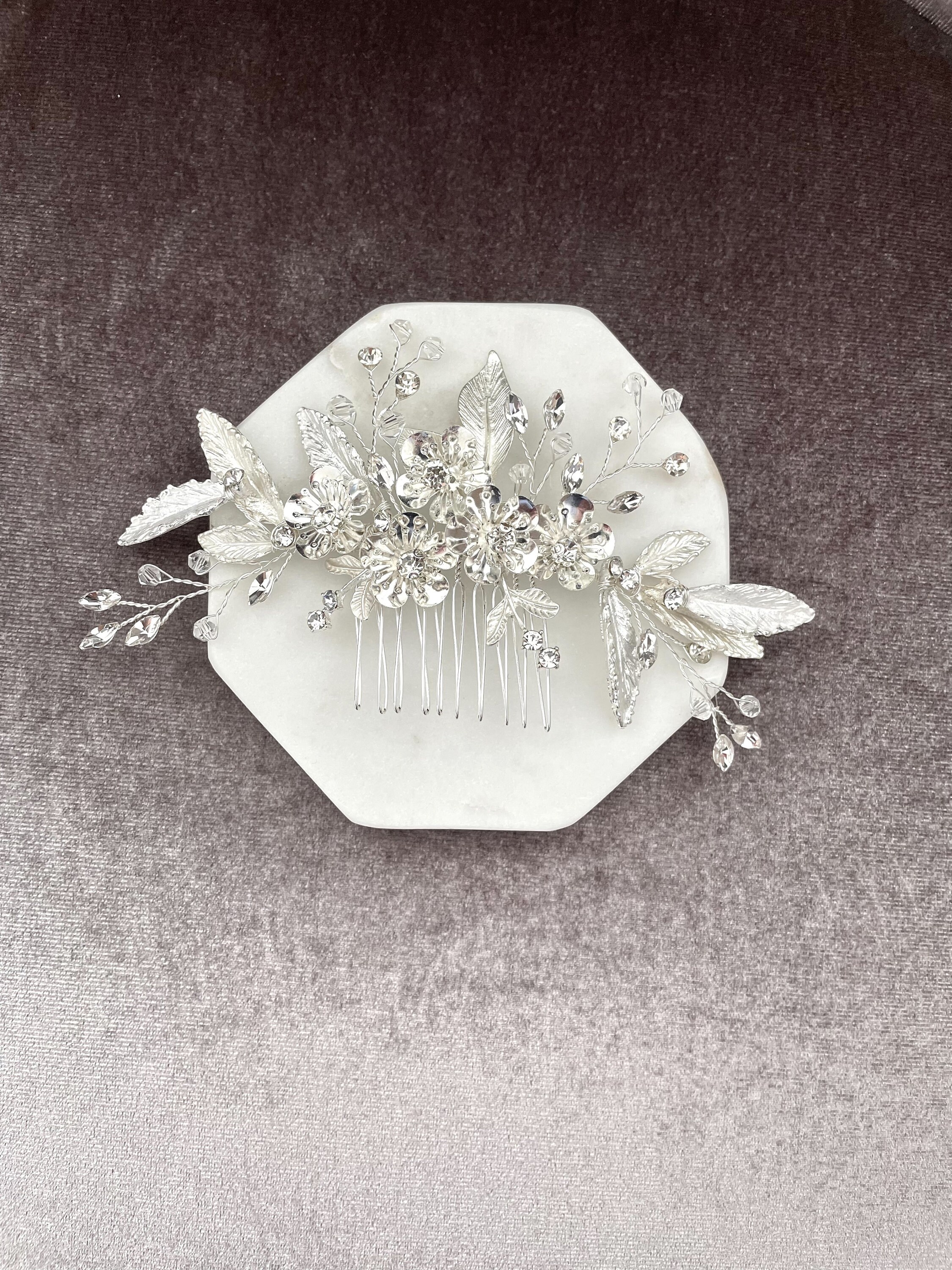 Crystal Bridal Hair Comb Leaf Comb Decorative Comb Bridal Etsy