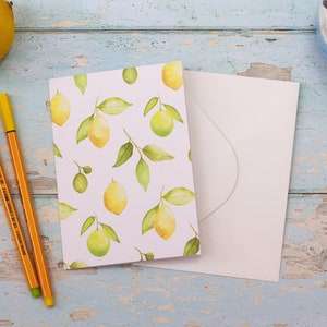 Lemon Print Handmade Greeting / Carte d’anniversaire - Œuvres d’art rustiques - Pendaison de crémaillère / Décor de ferme - Papeterie mignonne / Idées cadeaux - Papier recyclé