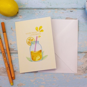 Jolie carte d'anniversaire limonade - Idée cadeau fait main - Papier recyclé