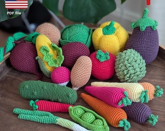 Crochet Vegetable Pattern Bundle: 16 Veggie PDF Patterns
