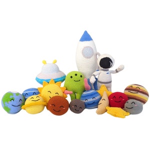 Crochet Space Plushies Pattern Bundle: Planets, Astronaut, Alien (PDF Pattern)