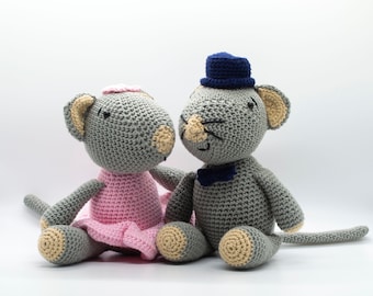 Meneer en mevrouw Mishka, haakpatroon amigurumi, muizen