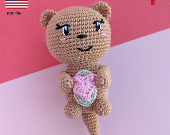 Otter pattern, Cute otter, Otter pdf pattern, cute crochet otter Valentines day crochet crochet otter toy Otter pdf pattern, crochet pattern