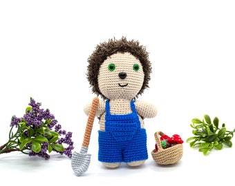 Pete the Hedgehog Crochet Pattern: Amigurumi Gardener (Digital Download)