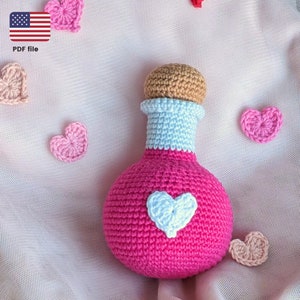 Love potion pattern, Crochet love potion, Love potion pdf, Valentine&#39;s day theme, cute love potion, valentine&#39;s day crochet,cute love potion
