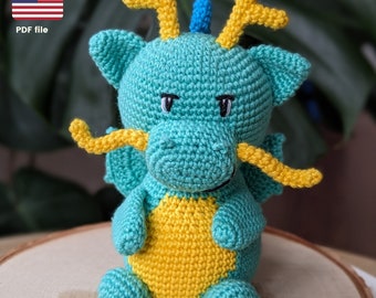 Dragon pattern, Crochet dragon pdf, PDF pattern, cute dragon pattern, cute crochet dragon, crochet dragon toy, dragon pdf pattern,dragon pdf