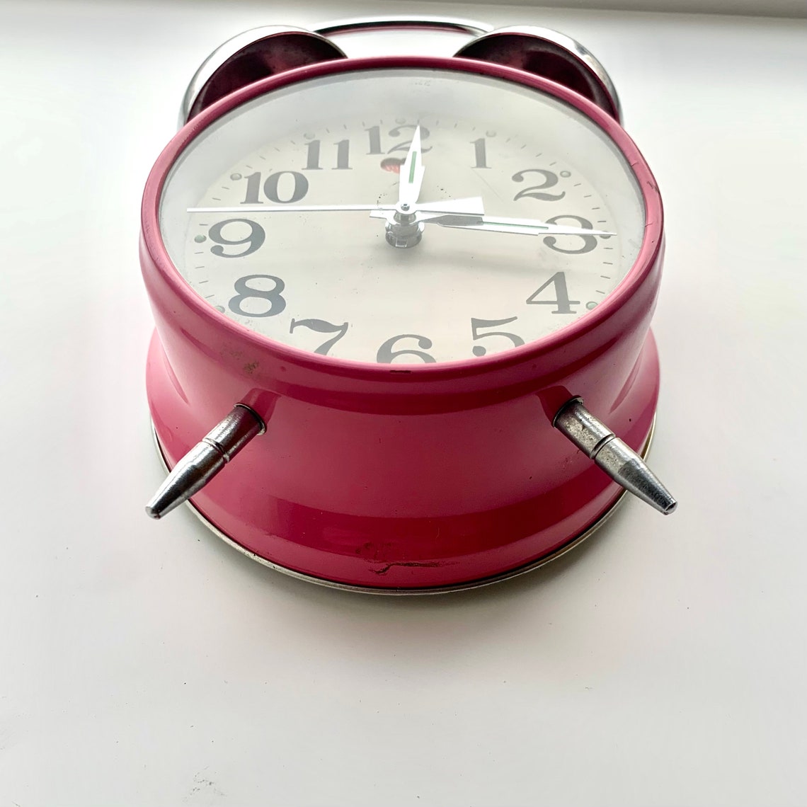Pink Vintage Mechanical Alarm Clock Etsy UK