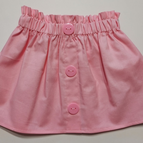Girls Pink Button Down Mini Skirt, Toddlers Valentine Pink Skirt with Front Buttons, Girls/ Toddlers Pink Valentine Skirt, Birthday Party