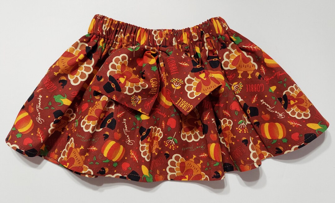 Girls/ Toddlers Thanksgiving Skirt Turkey/gobble Gobble Print Etsy