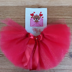 Ensemble Saint-Valentin fille | Ensemble tutu de la Saint-Valentin pour bébé | Ours Lettre Saint-Valentin | Ensemble tutu chemise Saint-Valentin | Jeu de lettres ours fille