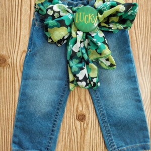 Girls St Patrick&#39;s Day Jeans, St Patrick&#39;s Day Print Waistband Jean for Baby,