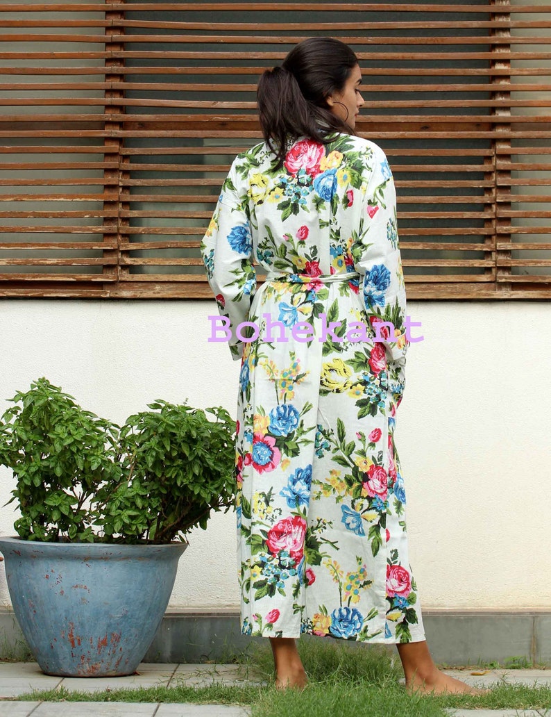 Japanese kimono style robe multi colored Kaftan 100/% cotton Jaipuri Kimono Robe free shipping Handmade Indian Printed Cotton Kimono
