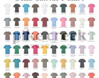 Bella+Canvas T-Shirt 3001 Downloadable Color Chart