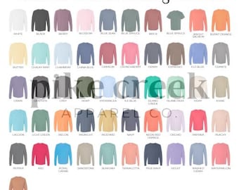 Comfort Colors Long Sleeve C6014 Downloadable Color Chart