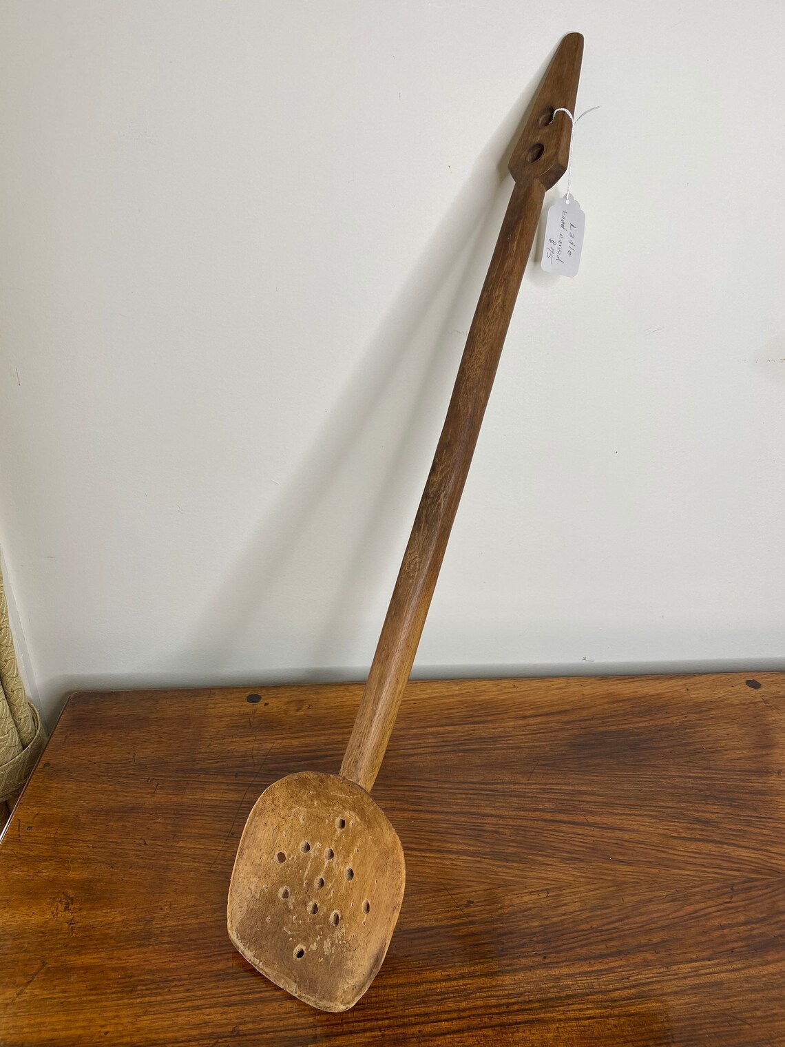 Antique Extra Large Wood Spoon Straining Ladle Cauldron Spoon Etsy