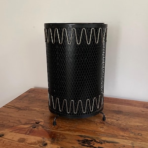 1950s Metal Mesh Waste Basket With Insert, Vintage Waste Bin, Atomic Design Waste Bin