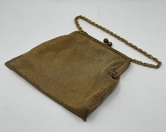 Vintage Gold Metal Mesh Evening Bag/Clutch, Vintage Evening Bag, Gold Mesh Evening Clutch/bag